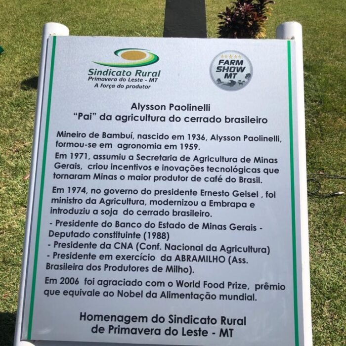 Prêmios e Honrarias Busto em Primavera do Leste/MT, homenagem do Sindicato Rural do município (2021)